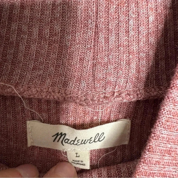 Madewell Pink Ribbed Mock Neck Sweater Size Large - Picture 6 of 9